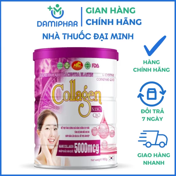 Sữa Hạt Đẹp Da Collagen Nano Q10 Lon 900g - Tăng Cường Khả Năng Chống Oxy Hóa,Giảm Lão Hóa Da,Giúp Mờ Nám, Sáng Da