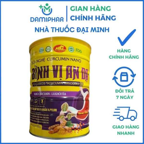 Sữa Nghệ Nano CURCUMIN NANO Bình Vị An Dạ Hộp 900g - Tốt Cho Người Đau Dạ Dày, Đại Tràng - Hình ảnh 3