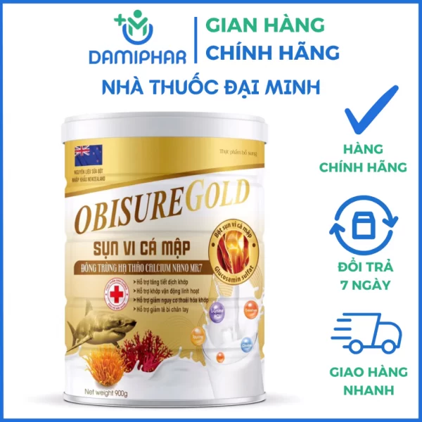 Sữa Bột Obisurie Gold Luxury Sụn Vi Cá Mập Lon 900g - Giúp Chắc Khoẻ Xương Khớp, Giảm Tê Bì Chân Tay