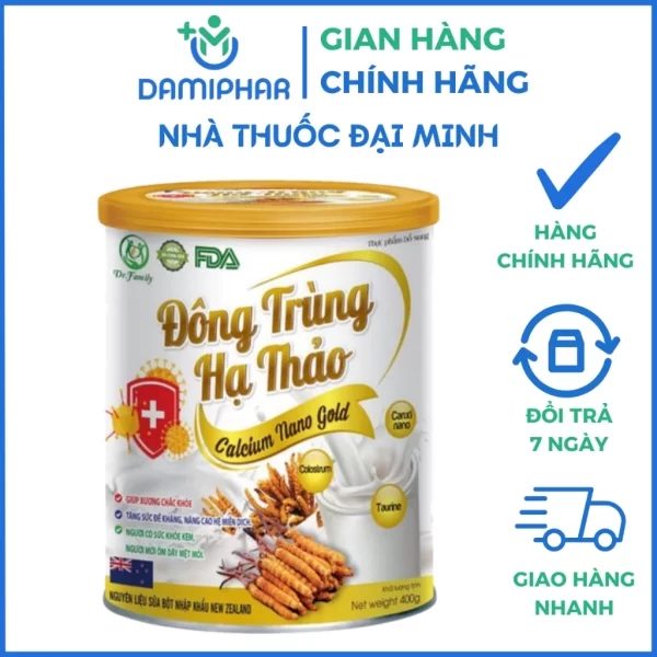 Sữa Đông Trùng Hạ Thảo Calcium Nano Gold Lon 900g - Nâng Cao Đề Kháng, Giúp Xương Chắc Khỏe