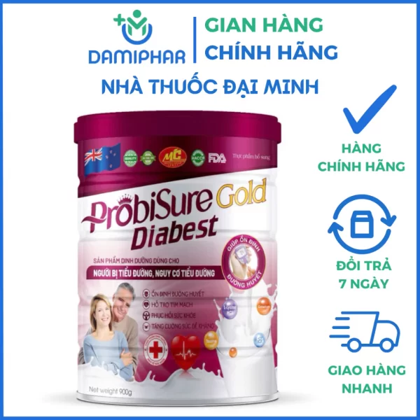 Sữa Bột Probisure Gold Diabest Lon 900g - Sữa Dành Cho Người Bị Tiểu Đường, Ổn Định Đường Huyết, Hỗ Trợ Tim Mạch