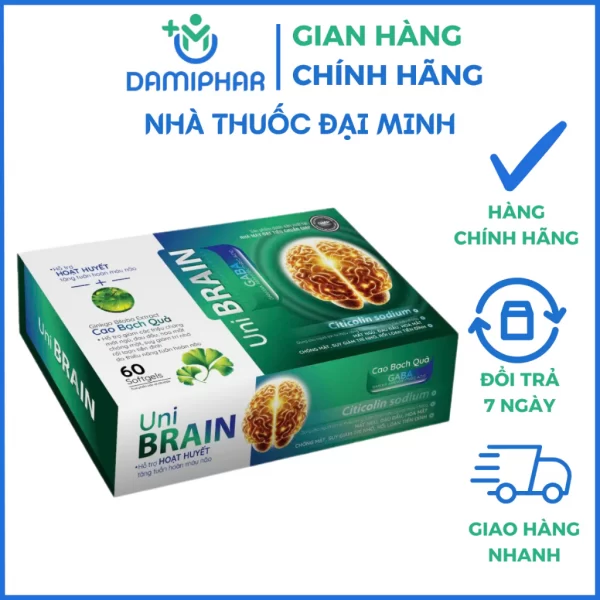 Bổ Não Uni Brain Hộp 60 Viên - Hỗ Trợ Hoạt Huyết Tăng Tuần Hoàn Máu Não - Hình ảnh 2