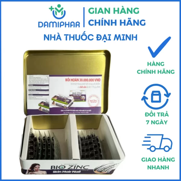 Viên Uống L Cystine Bio Zinc Skin Hair Nail Plus Hộp 60 Viên - Giúp Làm Đẹp Da, Móng Tóc Chắc Khỏe - Hình ảnh 2