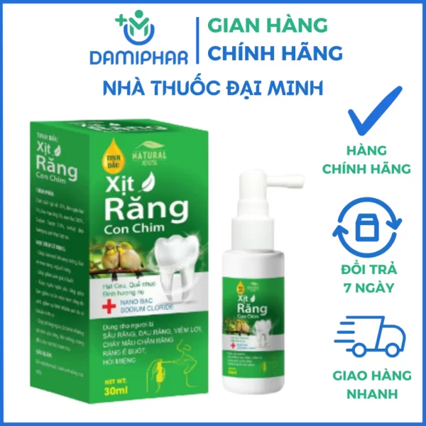 Tinh Dầu Xịt Răng Con Chim Lọ 30ml - Giảm Sâu Răng, Đau Răng, Viêm Lợi, Hôi Miệng, Chảy Máu Chân Răng, Răng Ê Buốt