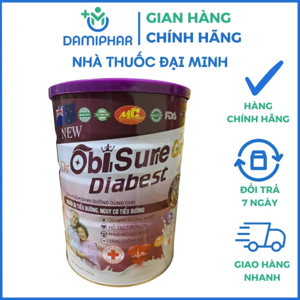 Sữa Bột New Dr Obiisurie Gold Diabest Lon 900g - Sữa Dành Cho Người Bị Tiểu Đường