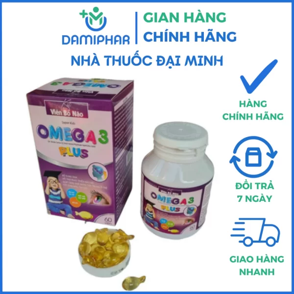 Viên Bổ Não Omega 3 Plus Lọ 60 Viên - Bổ Sung DHA, Phát Triển Não Bộ, Tăng Cường Thị Lực - Hình ảnh 2