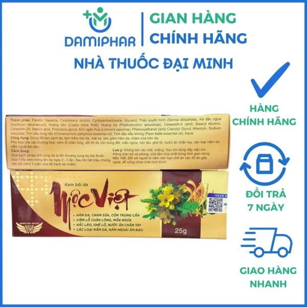 Kem Bôi Da Thảo Dược Mộc Việt Tuýp 25g - Giảm Nấm Ngứa, Hắc Lào, Nước Ăn Chân, Chàm Sữa, Hăm Da