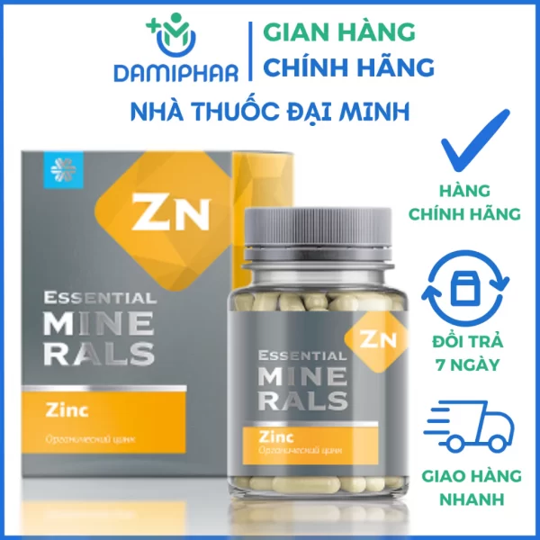 Essential Minerals Zinc Siberian Lọ 60 Viên - Hỗ Trợ Tăng Cường Sức Đề Kháng