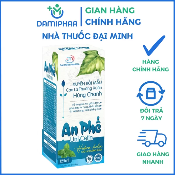 An Phế Uni Cetin Lọ 125ml - Giảm Ho, Giảm Đờm, Giảm Đau Rát Họng, Khản Tiếng, Viêm Họng, Viêm Phế Quản