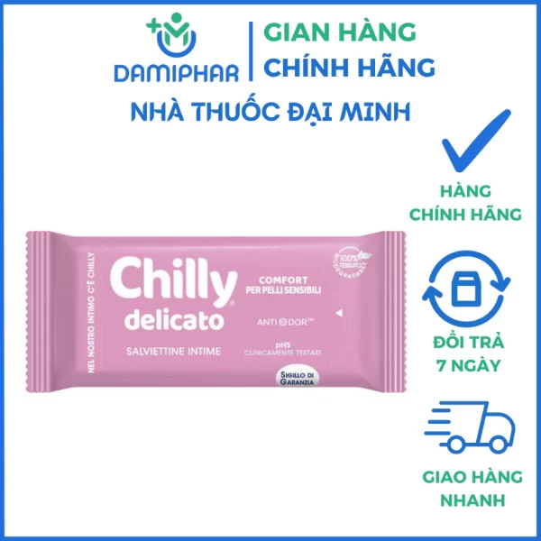 Khăn Lau Vệ Sinh Chilly Delicato Chiết Xuất Lô Hội Gói 12 Tờ