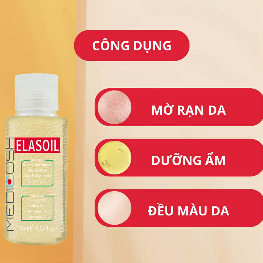Dầu Dưỡng Medicosh Elasoil Lọ 75ml - Giúp Dưỡng Ẩm, Giảm Rạn Và Đều Màu Da - Ảnh 3