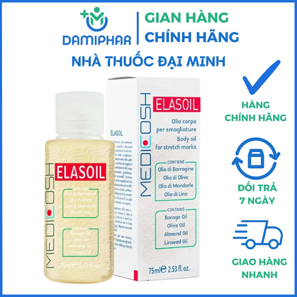 Dầu Dưỡng Medicosh Elasoil Lọ 75ml - Giúp Dưỡng Ẩm, Giảm Rạn Và Đều Màu Da