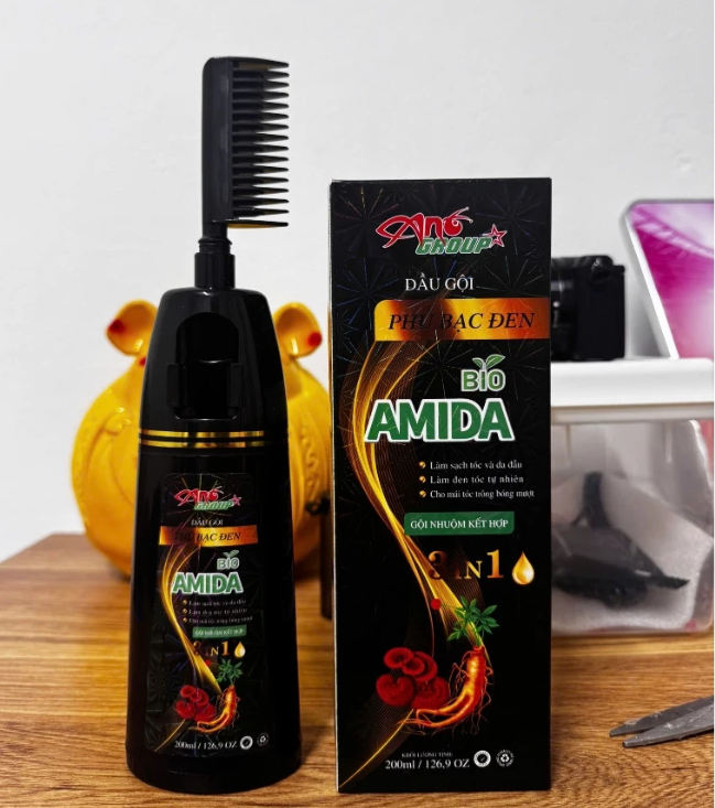 Dầu Gội Phủ Bạc Đen Bio Amida 200g - Gội Nhuộm Kết Hợp 3 Trong 1 - Ảnh 3