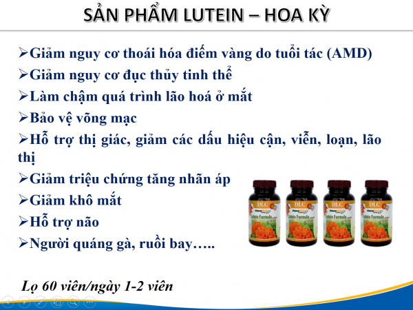 Viên bổ mắt Lutein Formula DLC Lọ 60 Viên - Bảo Vệ Mắt Toàn Diện, Giúp Giảm Tác Động Ánh Sáng Xanh, Phòng Ngừa Thoái Hóa Điểm Vàng Và Đục Thủy Tinh Thể - Ảnh 9