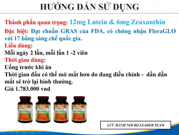 Viên bổ mắt Lutein Formula DLC Lọ 60 Viên - Bảo Vệ Mắt Toàn Diện, Giúp Giảm Tác Động Ánh Sáng Xanh, Phòng Ngừa Thoái Hóa Điểm Vàng Và Đục Thủy Tinh Thể - Ảnh 2