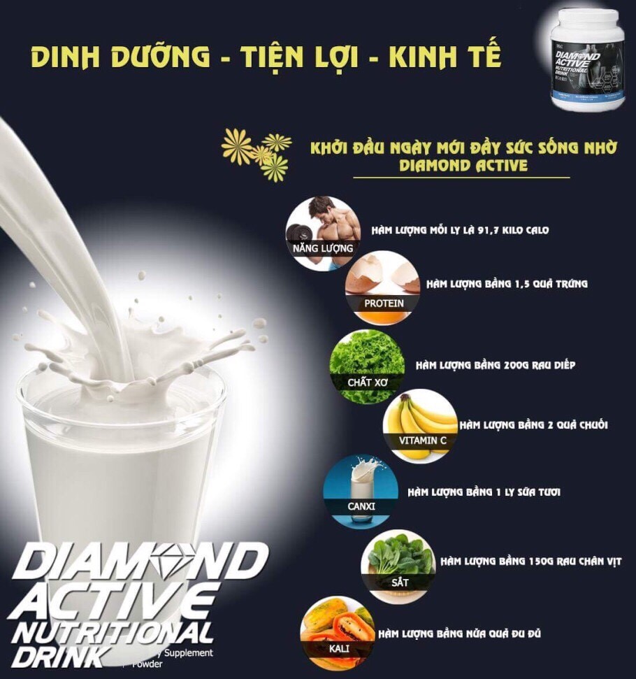 Bột Siêu Dinh Dưỡng Diamond Active - Sữa Siêu Dinh Dưỡng Bồi Bổ Sức Khỏe, Tăng Cường Thể Lực - Ảnh 4