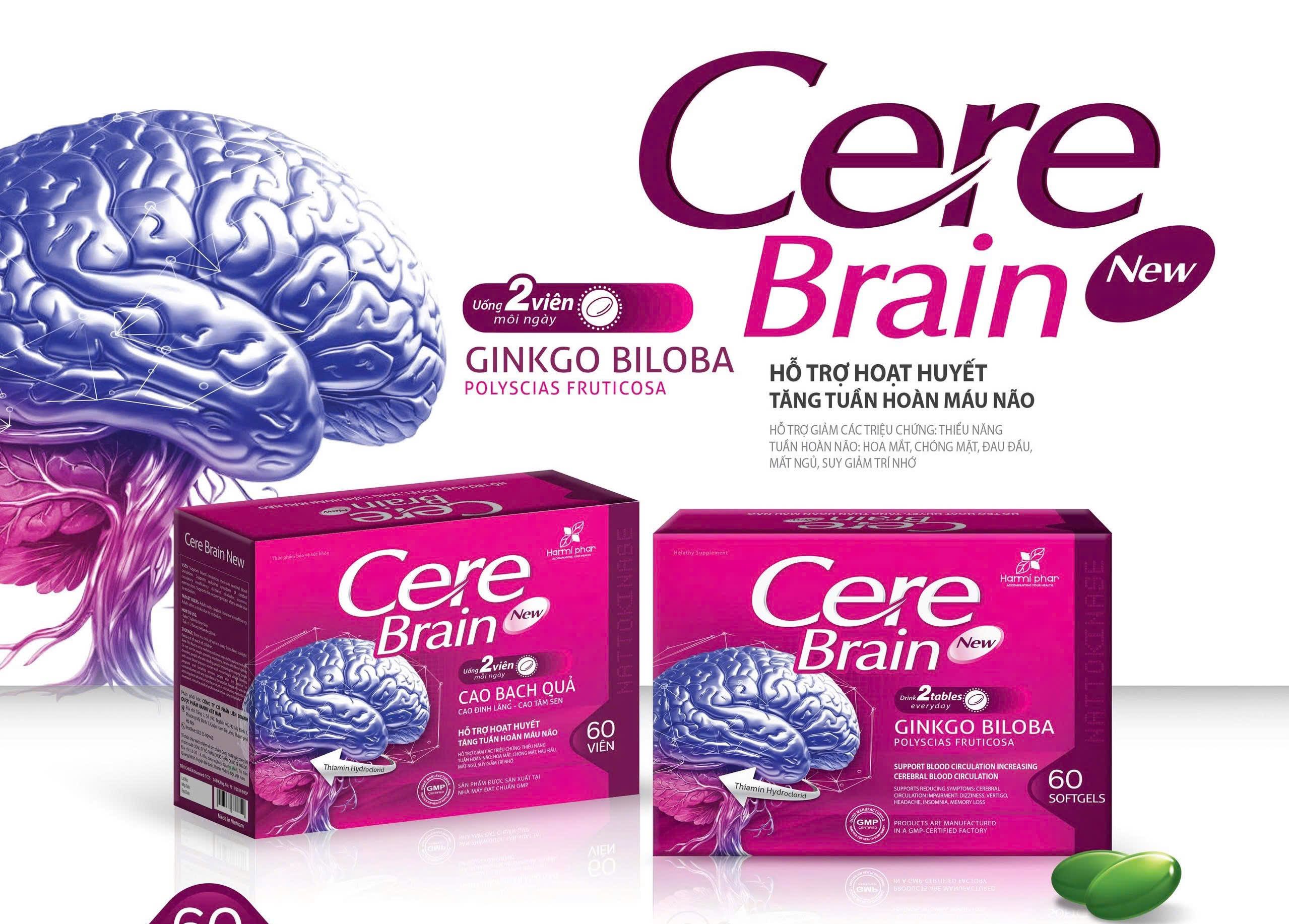 Cere Brain New Hộp 60 Viên - Hỗ trợ hoạt huyết, tăng tuần hoàn máu não. Hỗ trợ giảm các triệu chứng: Thiếu năng tuần hoàn não, hoa mắt, chóng mặt, đau đầu, mất ngủ, suy giảm trí nhớ - Ảnh 2