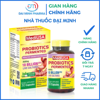Men Vi Sinh MediUSA PROBIOTICS FERMENTED Hộp 30 viên - Bổ sung 10 tỷ lợi khuẩn, hỗ trợ hệ tiêu hóa