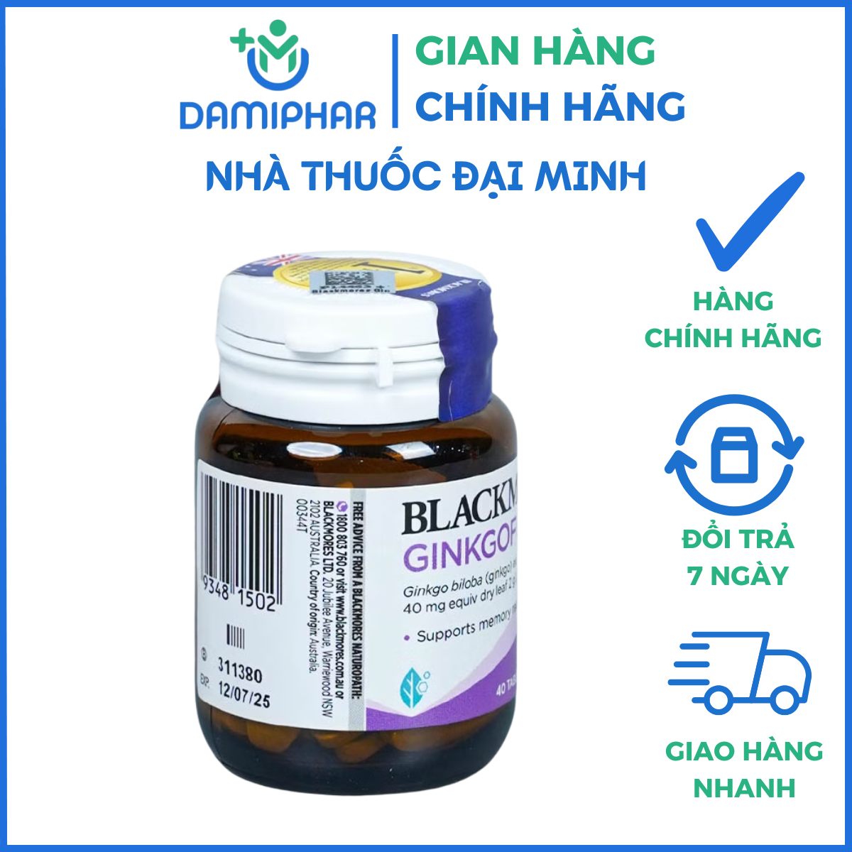 Viên uống Blackmores Ginkgoforte Hộp 40 viên - Giúp tăng tuần hoàn máu não, giảm tiền đình, hỗ trợ trí não, cải thiện trí nhớ - Ảnh 5