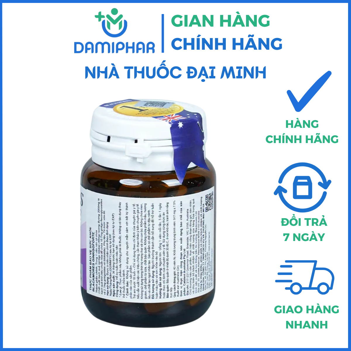 Viên uống Blackmores Ginkgoforte Hộp 40 viên - Giúp tăng tuần hoàn máu não, giảm tiền đình, hỗ trợ trí não, cải thiện trí nhớ - Ảnh 3