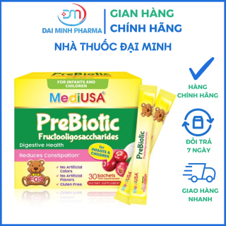 Men Prebiotic Fructooligosaccharides Drops MediUSA 30 gói - Hỗ trợ tiêu hóa, táo bón cho trẻ