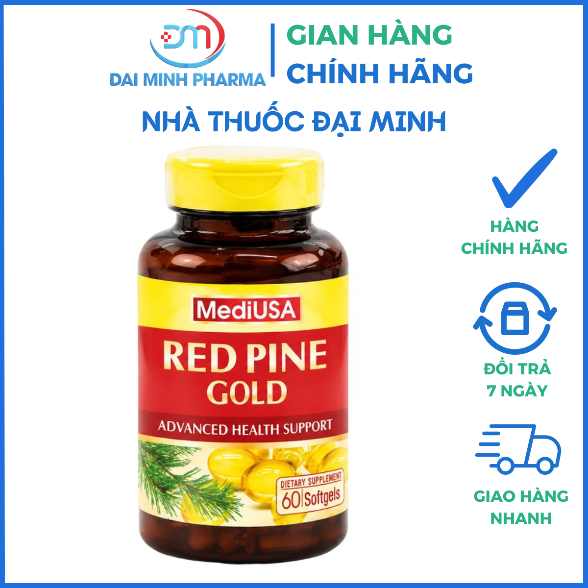 Viên Tinh Dầu Thông Đỏ MediUSA Red Pine Gold – Giảm Mỡ Máu, Bảo Vệ Tim Mạch & Tăng Đề Kháng - Ảnh 2