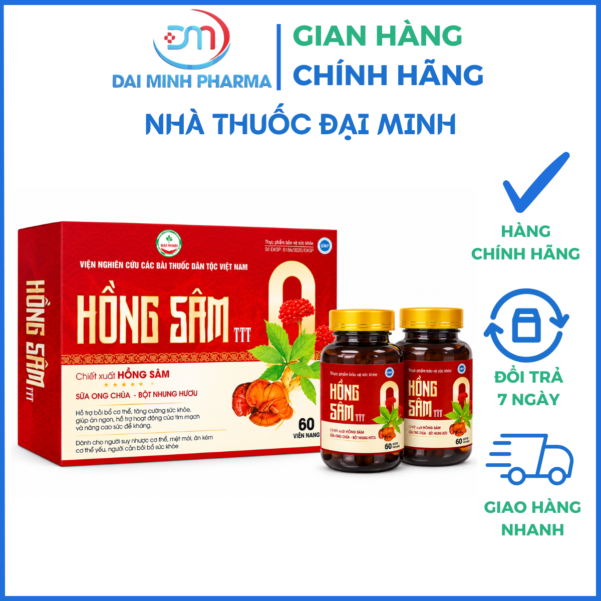 Viên Bổ Hồng Sâm VTV (Hộp 60 Viên) – Tăng Cường Sức Đề Kháng, Bồi Bổ Thể Trạng, Giúp Ăn Ngon Ngủ Ngon