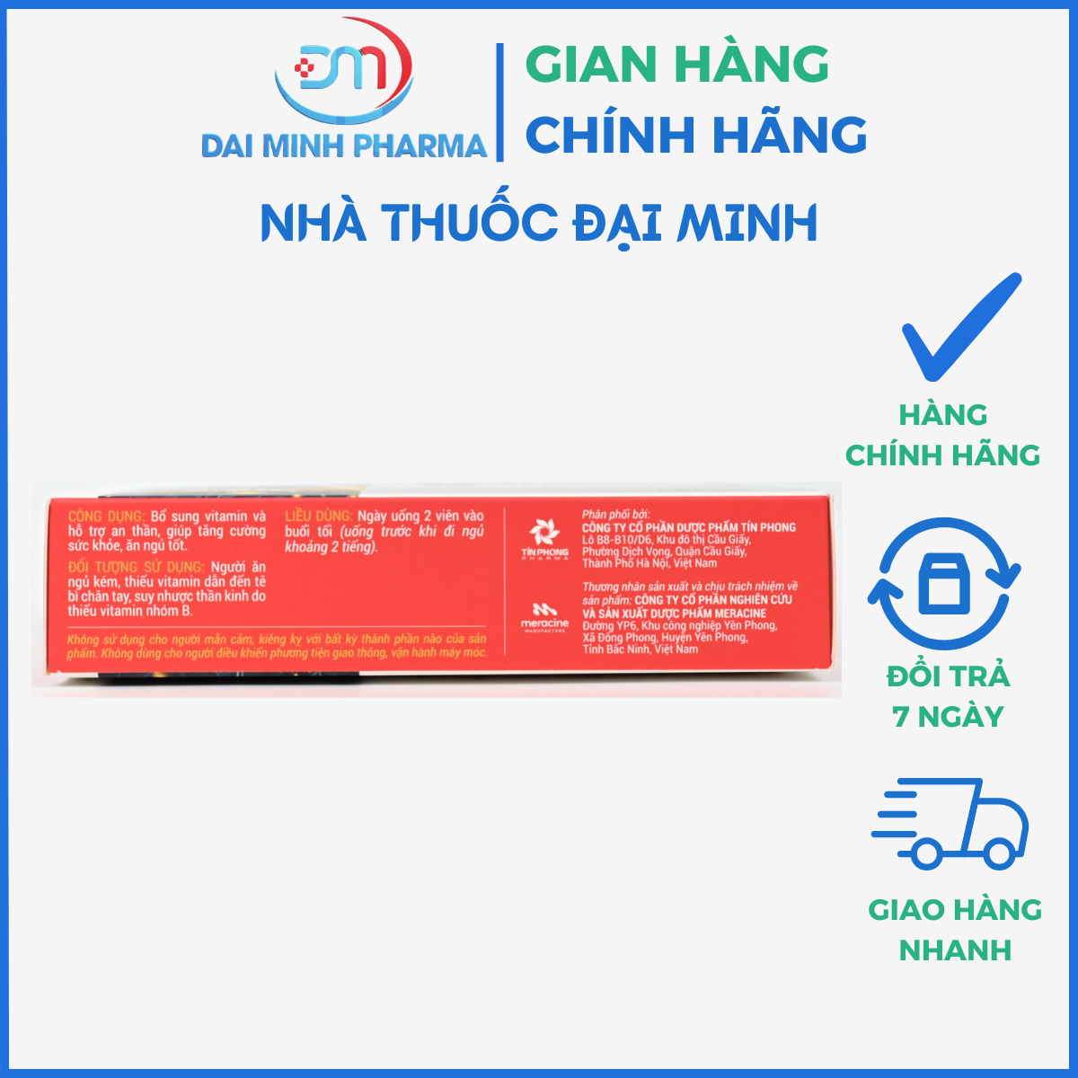 Bổ Thần Kinh Tín Phong (Hộp 30 Viên) – An Thần, Giúp Ăn Ngủ Tốt & Giảm Tê Bì Tay Chân - Ảnh 4