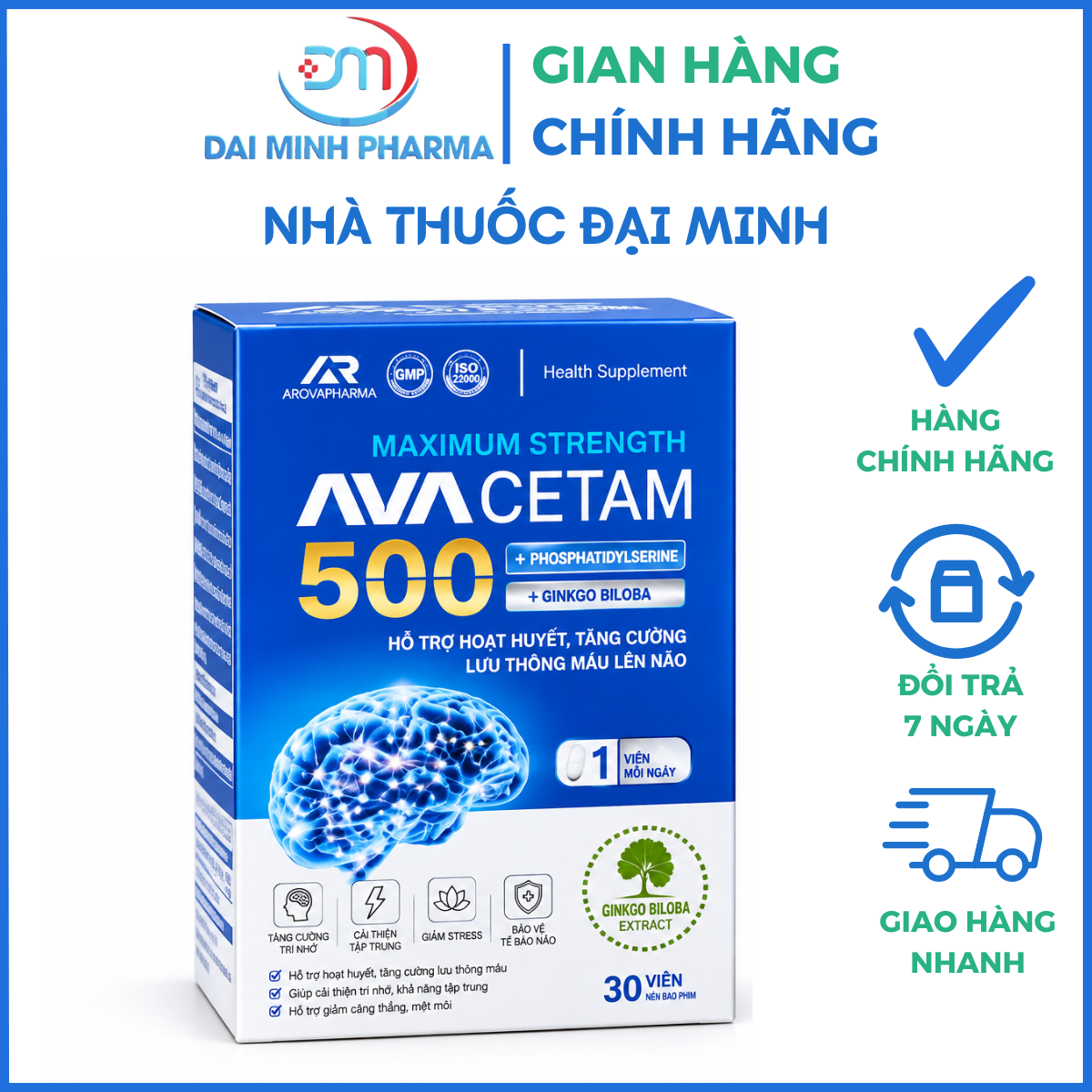 Hoạt Huyết Avacetam 500 (Hộp 30 Viên) – Tăng Tuần Hoàn Máu Brain, Giảm Rối Loạn Tiền Đình - Ảnh 3