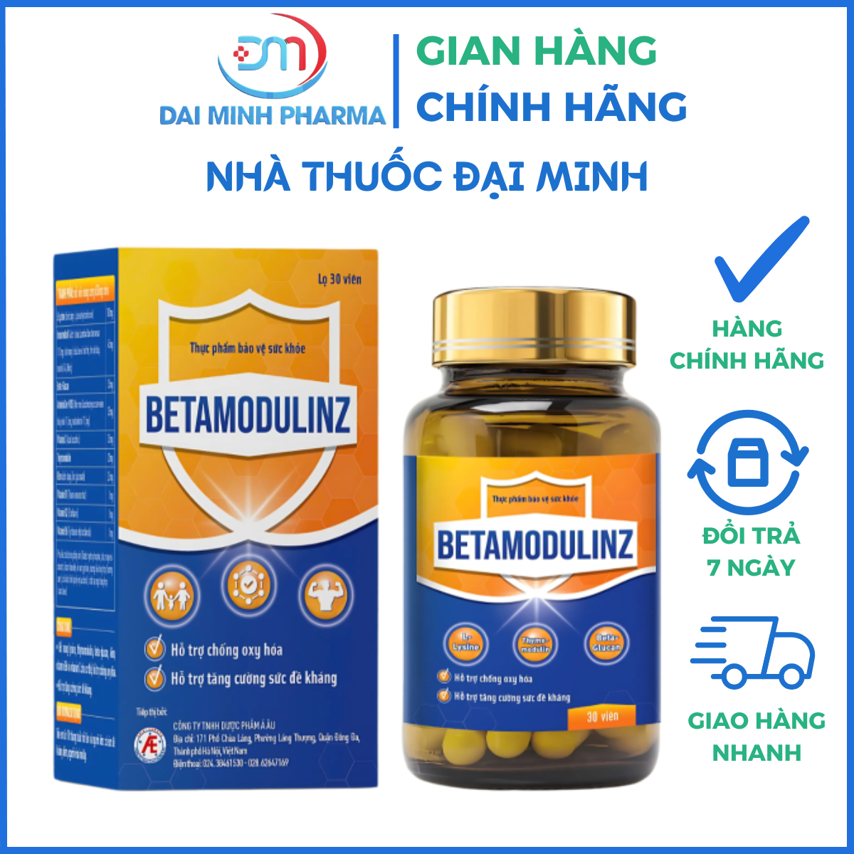 Viên Uống BetamodulinZ (Hộp 30 Viên) – Tăng Cường Đề Kháng, Chống Oxy Hóa & Phục Hồi Thể Trạng