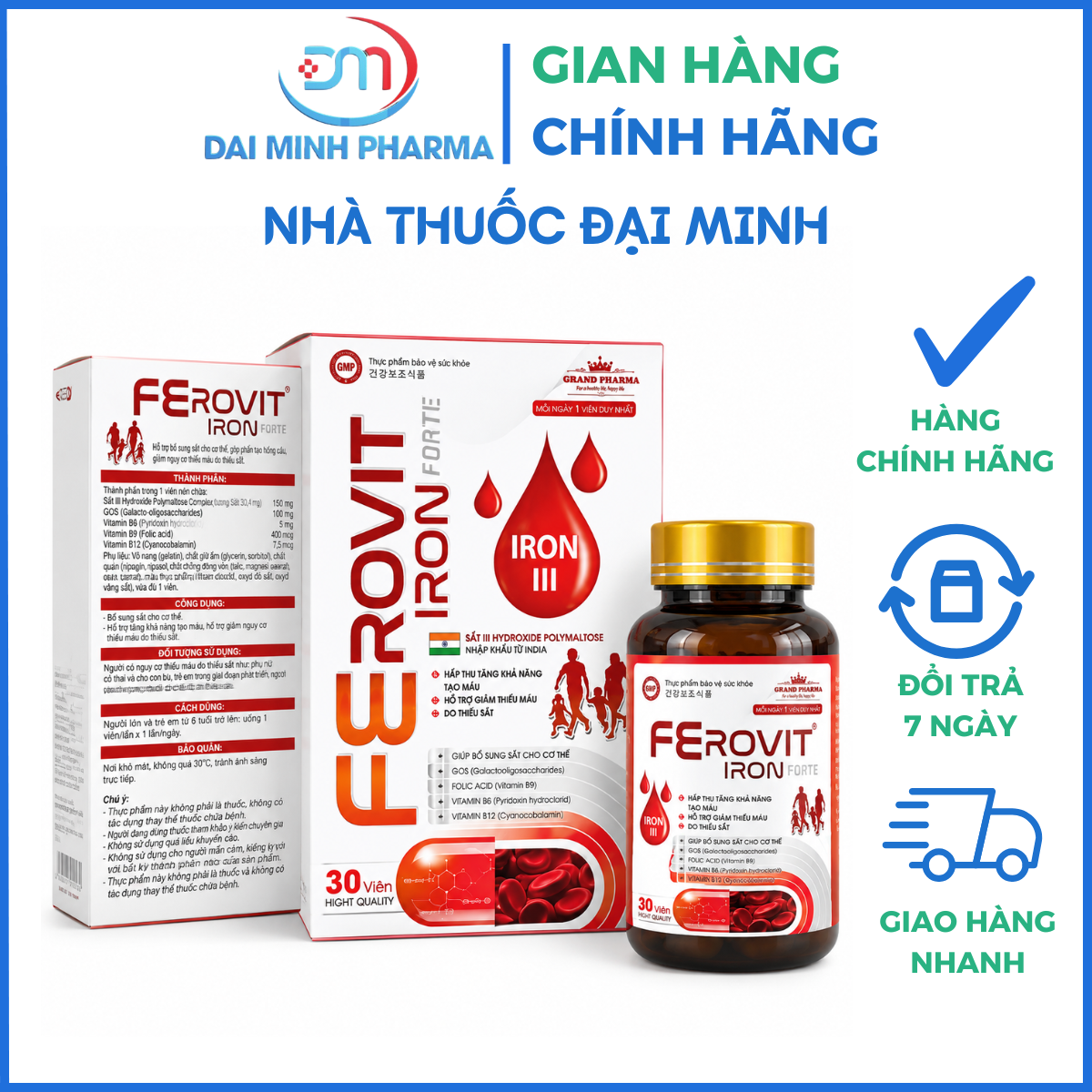 Sắt Hữu Cơ Ferovit Iron Forte Iron III (Hộp 30 Viên) – Bổ Sung Sắt Cho Bà Bầu, Phụ Nữ Cho Con Bú, Người Thiếu Máu - Ảnh 4