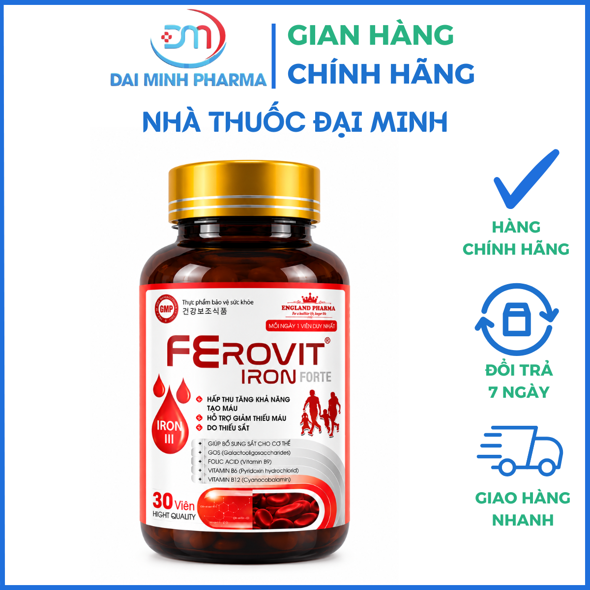 Sắt Hữu Cơ Ferovit Iron Forte Iron III (Hộp 30 Viên) – Bổ Sung Sắt Cho Bà Bầu, Phụ Nữ Cho Con Bú, Người Thiếu Máu - Ảnh 2