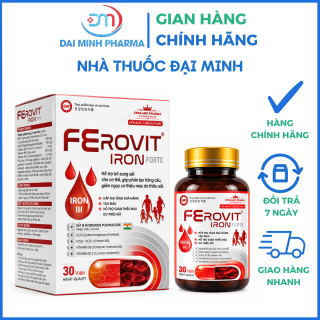 Sắt Hữu Cơ Ferovit Iron Forte Iron III (Hộp 30 Viên) – Bổ Sung Sắt Cho Bà Bầu, Phụ Nữ Cho Con Bú, Người Thiếu Máu