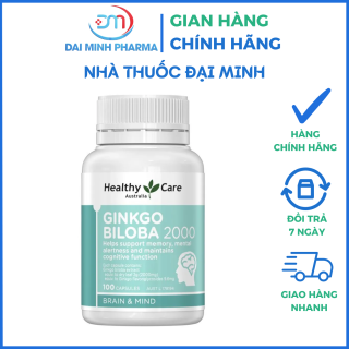 Viên Uống Bổ Não Healthy Care Ginkgo Biloba 2000mg (100 Viên) – Úc: Tăng Tuần Hoàn Máu, Cải Thiện Trí Nhớ & Tiền Đình