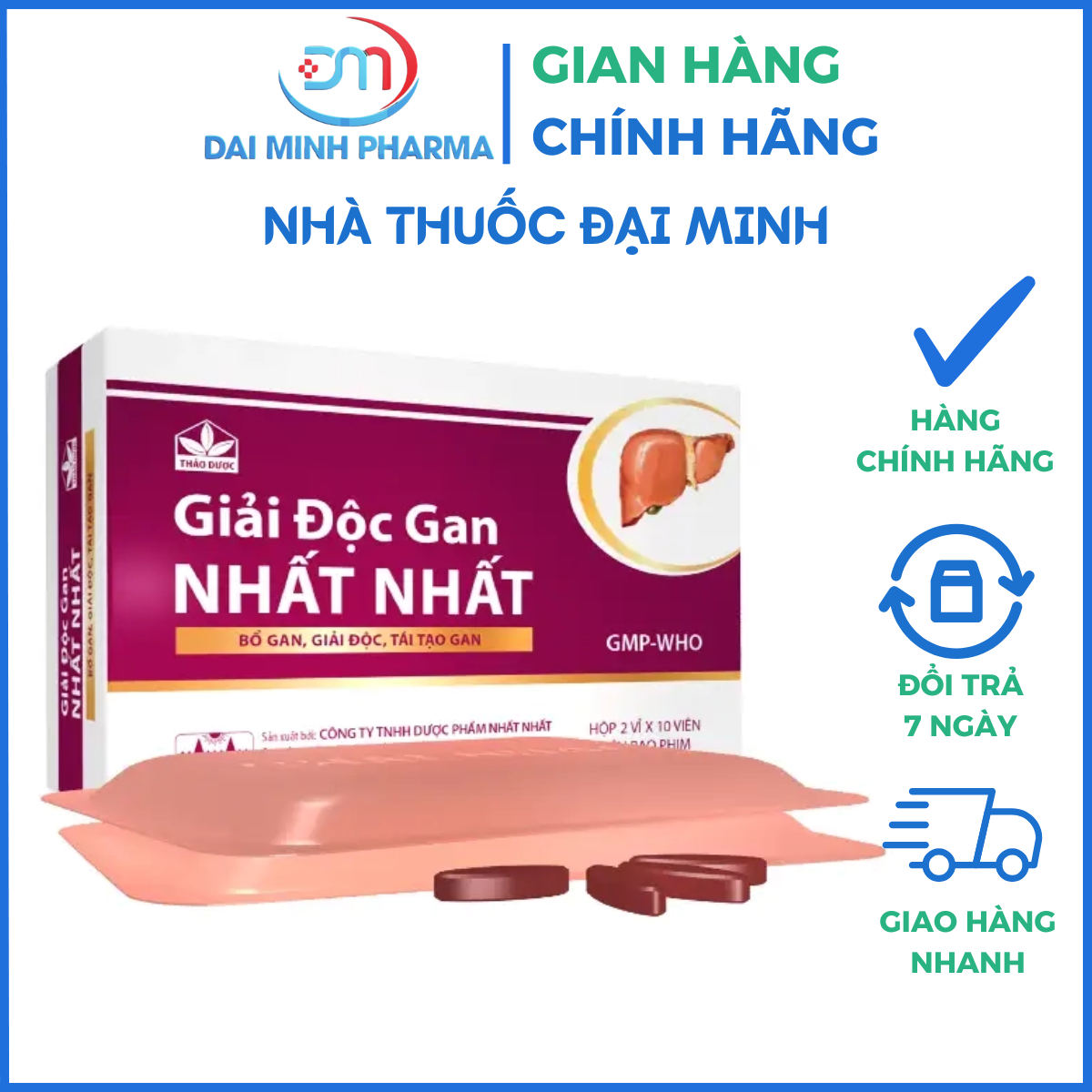 Giải Độc Gan Nhất Nhất (Hộp 2 Vỉ x 10 Viên) – Hạ Men Gan, Tăng Cường Chức Năng Gan, Bảo Vệ Tế Bào Gan