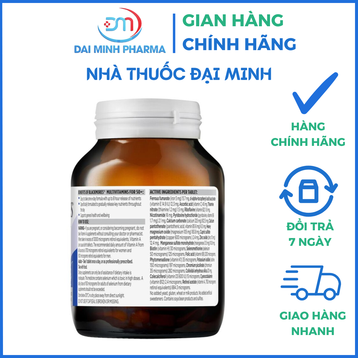 Viên Uống Blackmores Multivitamin for Men Lọ 50 Viên - Ảnh 2
