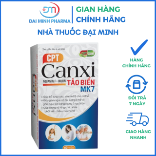CPT Canxi Tảo Biển MK7 (Lọ 60 Viên) – Aquamin F, Vitamin D3K2 MK7 Giúp Xương Răng Chắc Khỏe, Phát Triển Chiều Cao