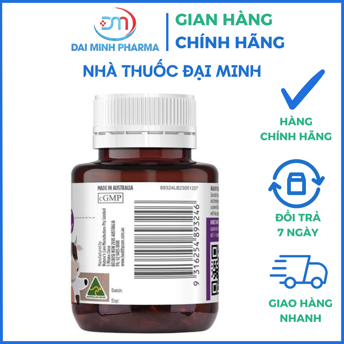 Viên Canxi sữa cho bé Healthy Care Milk Calcium 60 viên của Úc - Ảnh 3