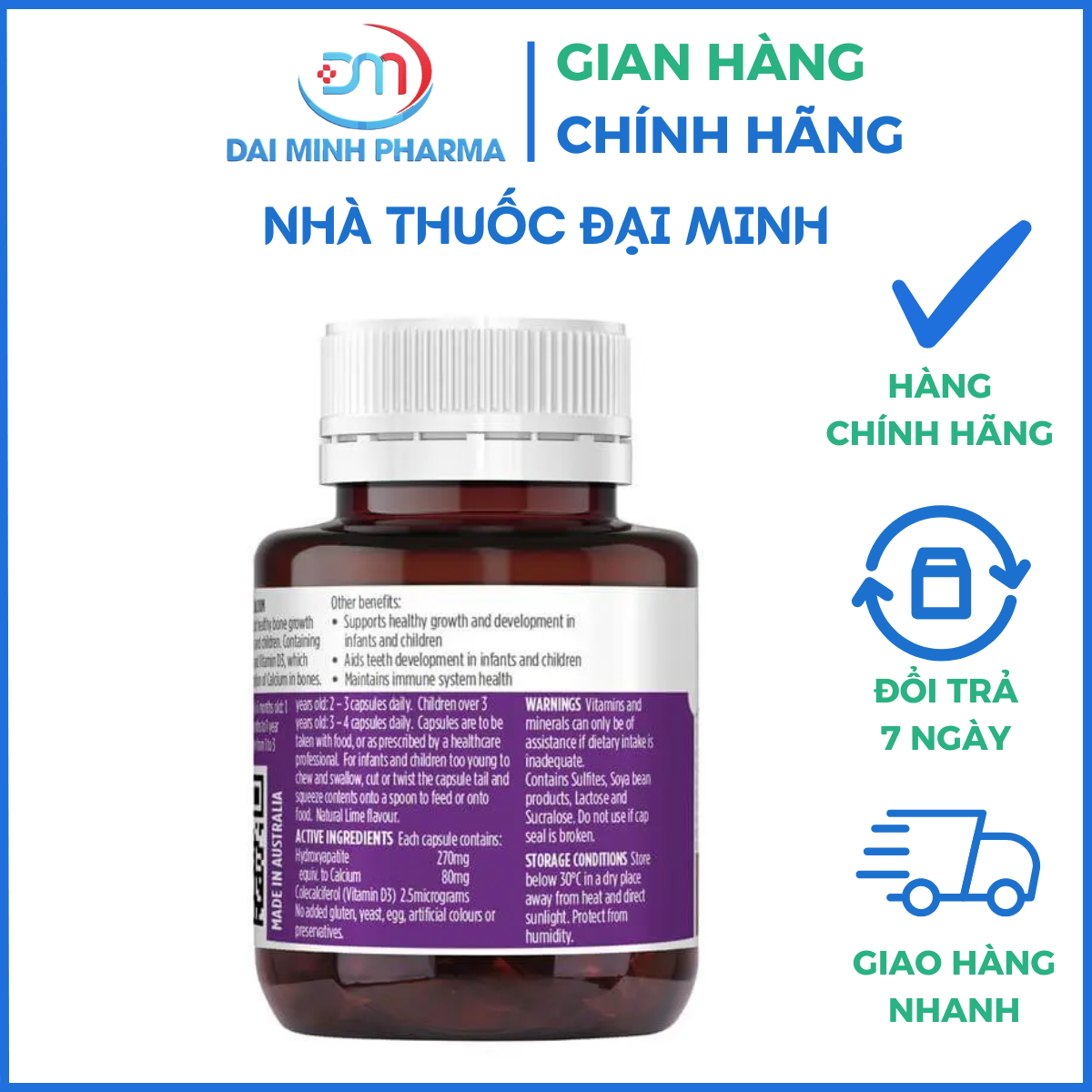 Viên Canxi sữa cho bé Healthy Care Milk Calcium 60 viên của Úc - Ảnh 2