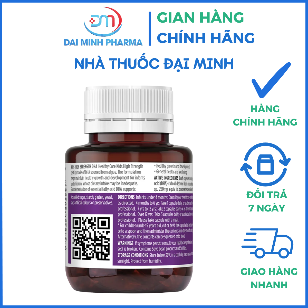 Healthy Care Kids High Strength DHA Lọ 60 Viên - Giúp bổ sung axit béo (DHA) cho cơ thể, hỗ trợ tăng cường sức đề kháng, tốt cho não bộ và mắt - Ảnh 3