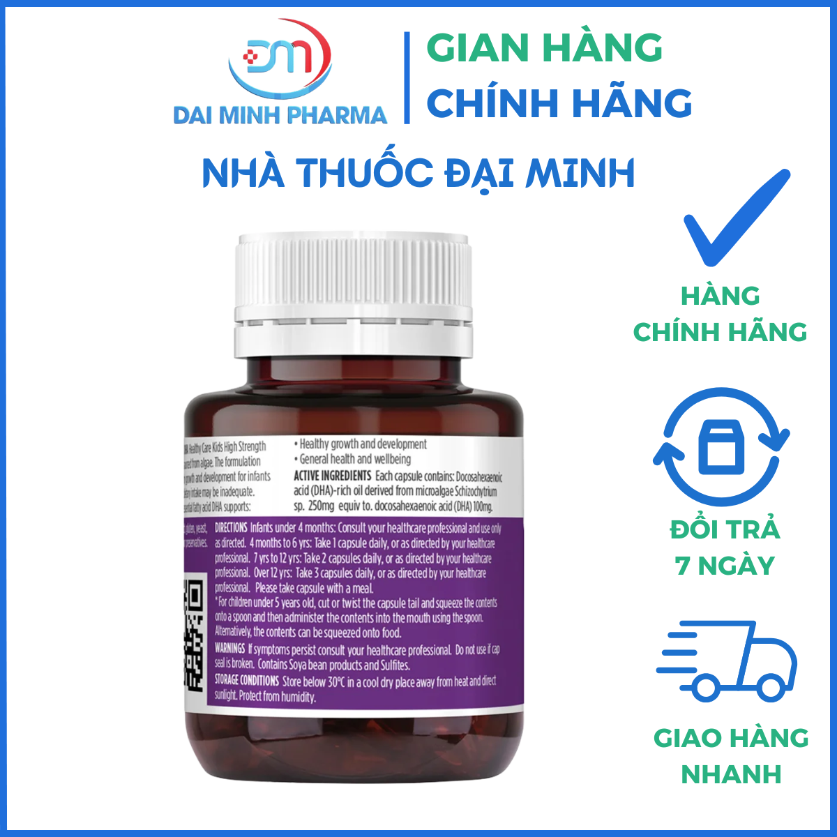 Healthy Care Kids High Strength DHA Lọ 60 Viên - Giúp bổ sung axit béo (DHA) cho cơ thể, hỗ trợ tăng cường sức đề kháng, tốt cho não bộ và mắt - Ảnh 2