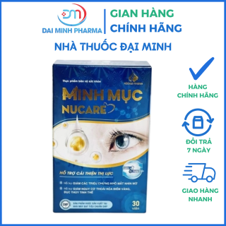Viên Uống Minh Mục Nucare (Hộp 30 Viên) – Hỗ Trợ Cải Thiện Thị Lực, Giảm Khô Mắt & Ngừa Thoái Hóa Điểm Vàng