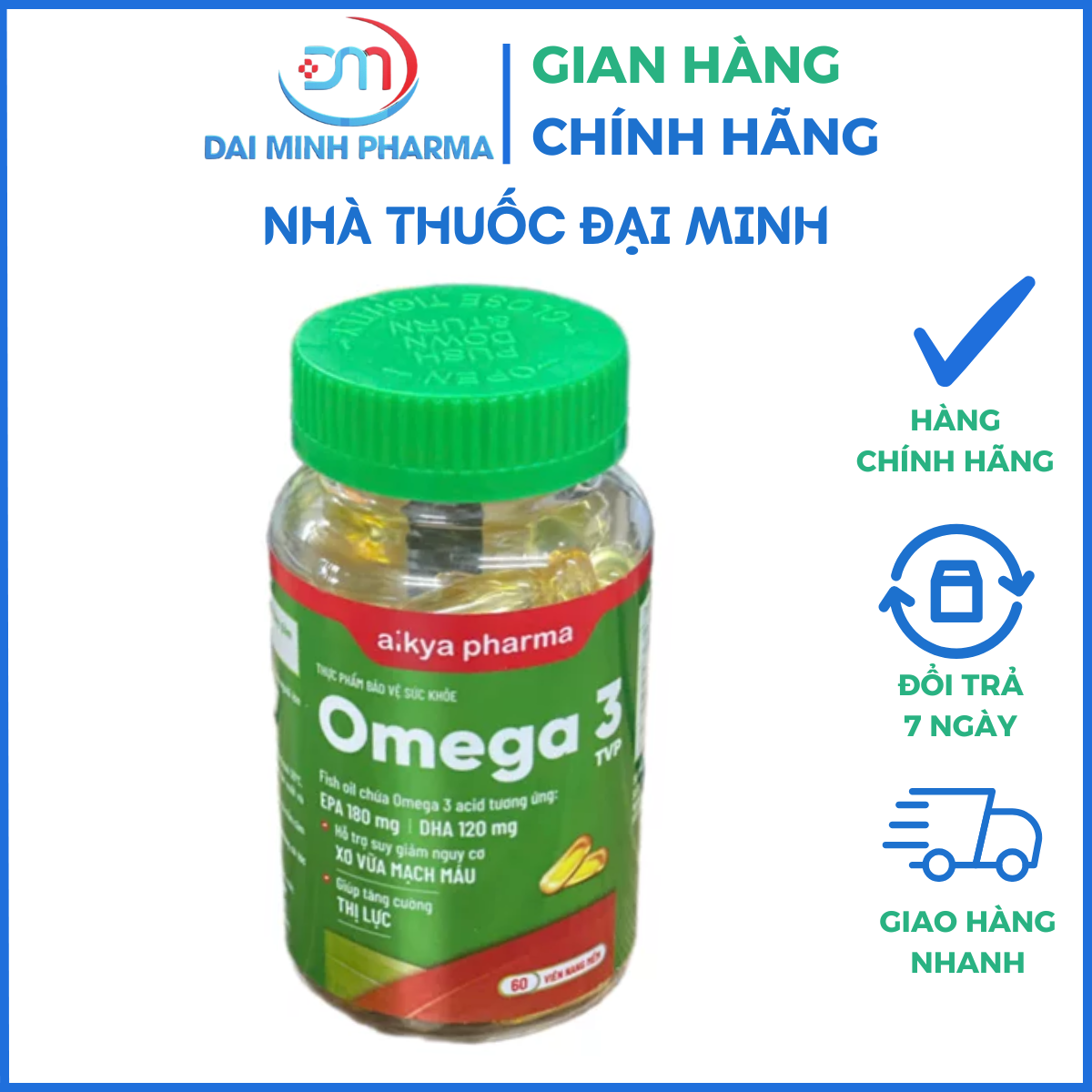 Omega 3 TVP Aikya Pharma (Lọ 60 Viên) – Bổ Sung DHA Sáng Mắt, Bổ Não & Ngăn Ngừa Xơ Vữa Mạch Máu - Ảnh 2