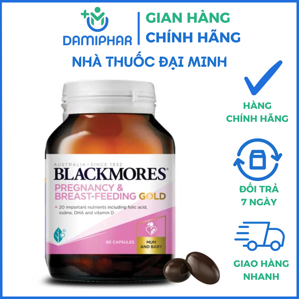 Bổ Bầu Blackmores Pregnancy and Breast-Feeding Gold Hộp 60 Viên