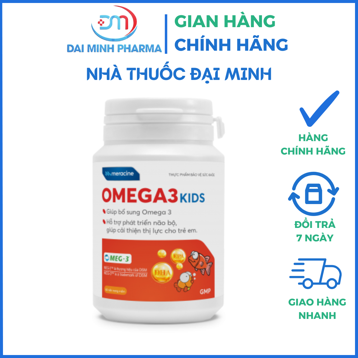 Omega 3 Kids Meracine (Lọ 60 Viên) – Dầu Cá Cao Cấp MEG-3™ Phát Triển Trí Não & Cải Thiện Thị Lực Cho Trẻ - Ảnh 2