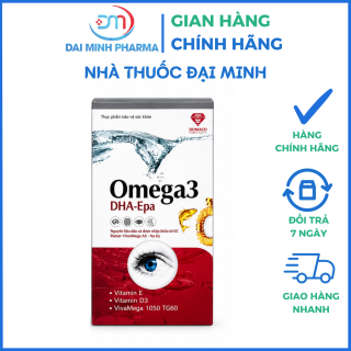 Viên Uống Omega 3 DHA - EPA Domaco (Lọ 60 Viên) – Bổ Sung Vitamin E, D3 Giúp Tăng Thị Lực & Bổ Thần Kinh