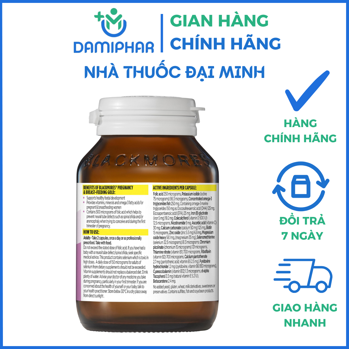 Bổ Bầu Blackmores Pregnancy and Breast-Feeding Gold Hộp 60 Viên - Ảnh 4