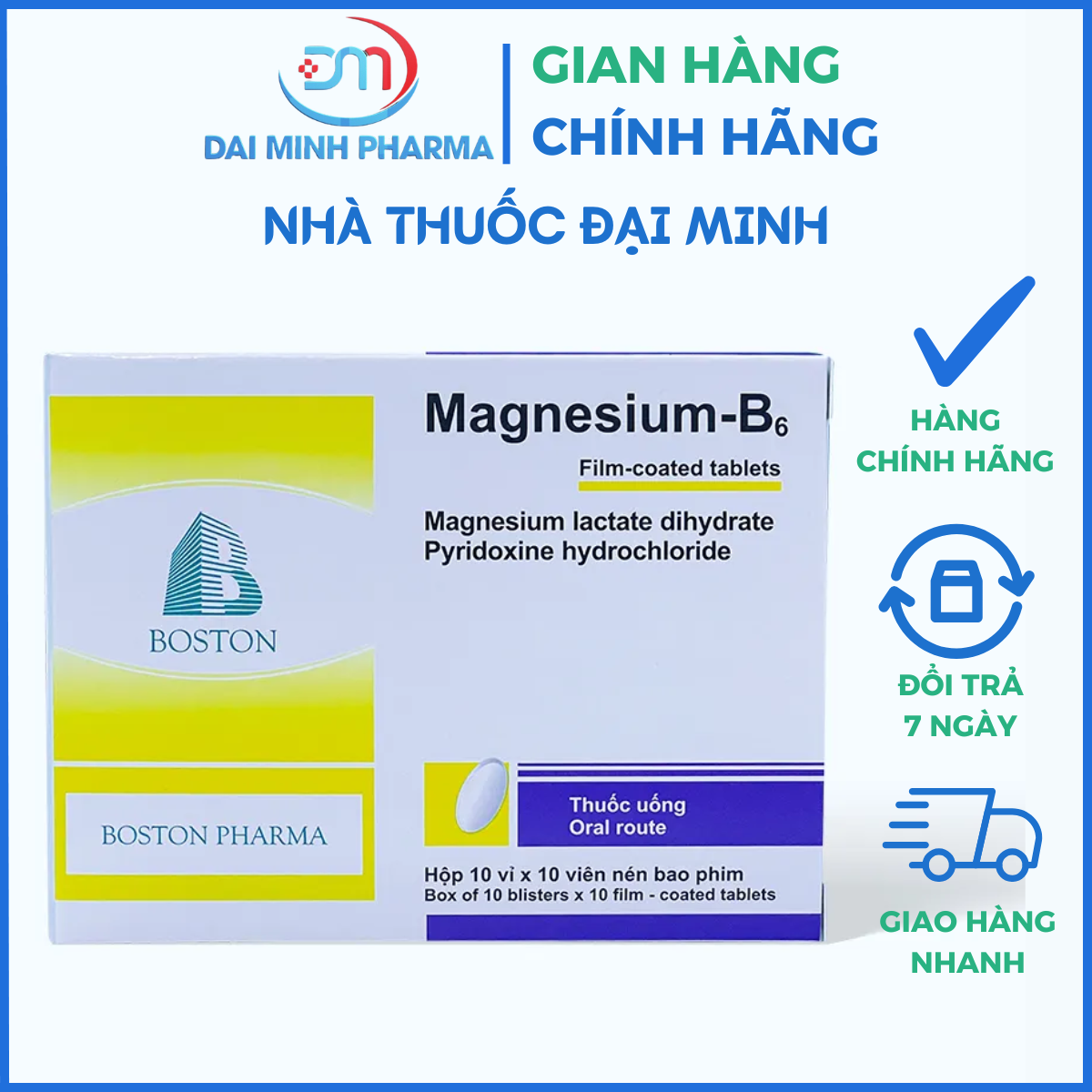 Viên Nén Magne-B6 Boston (Hộp 10 Vỉ x 10 Viên) – Điều Trị Thiếu Magnesi Nặng, Giảm Căng Thẳng & Co Cơ - Ảnh 4