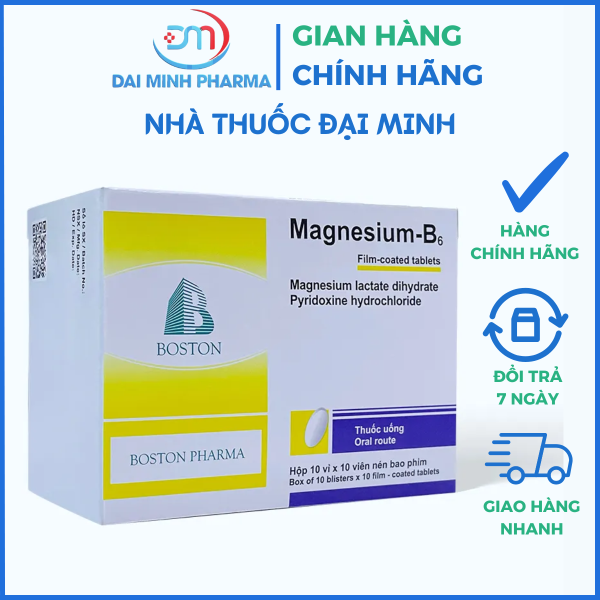 Viên Nén Magne-B6 Boston (Hộp 10 Vỉ x 10 Viên) – Điều Trị Thiếu Magnesi Nặng, Giảm Căng Thẳng & Co Cơ - Ảnh 3