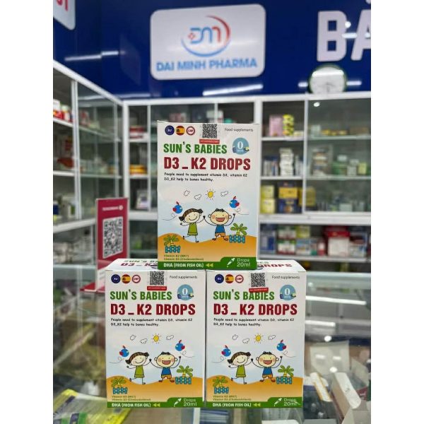 SUN'S BABIES D3 K2 DROPS Lọ 20ml - Bổ Sung Vitamin D3, K2, Hỗ Trợ Tăng Cường Hấp Thu Canxi, Giúp Xương Chắc Khỏe - Ảnh 2